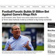 ‘Uma aposta de US$ 1 bilhão contra os megarricos’: John Textor e sua filosofia de grupo multiclubes é destaque na ‘Bloomberg’