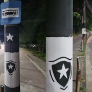 (Irado!) Torcedor pinta postes e caracteriza de Botafogo proximidades do CT Lonier