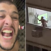 Loucura! Vizinho filma Pedro Certezas aos berros na janela comemorando gol da classificação do Botafogo na Copa do Brasil