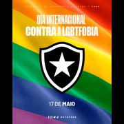 No Dia Internacional do Combate à LGBTfobia, Botafogo chama atenção contra gestos e cantos homofóbicos nos estádios