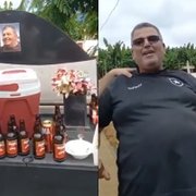 Filho celebra sequência de vitórias do Botafogo com cerveja e petiscos em cima do túmulo do pai em cemitério no ES; veja