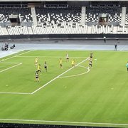 Líder focado, o trabalho continua: dez jogadores do Botafogo treinam no gramado do Nilton Santos após a vitória sobre o América-MG