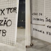 Estádio do Botafogo tem muros pichados com xingamentos a John Textor e cobranças à diretoria e jogadores