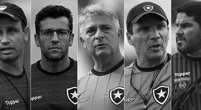 Felipe Conceição, Alberto Valentim, Zé Ricardo, Marcos Paquetá e Eduardo Barroca: treinadores do Botafogo na gestão Nelson Mufarrej