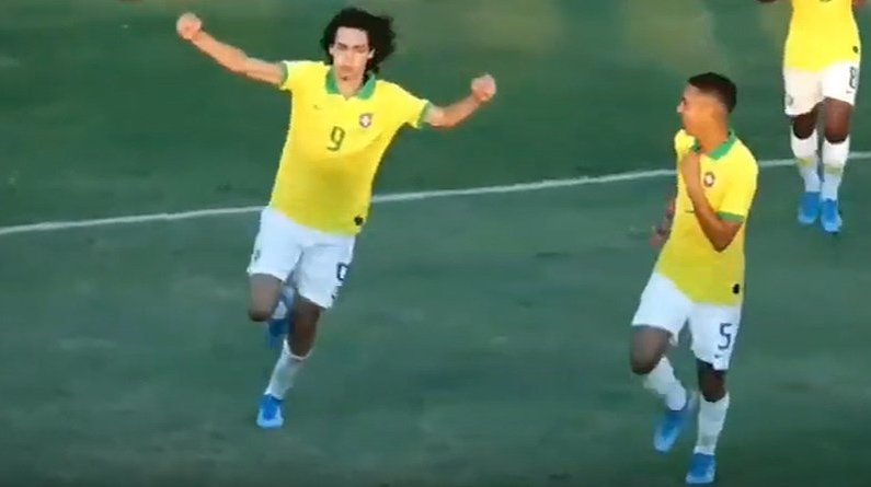Matheus Nascimento, do Botafogo, em Brasil x Peru | Campeonato Sul-Americano Sub-15