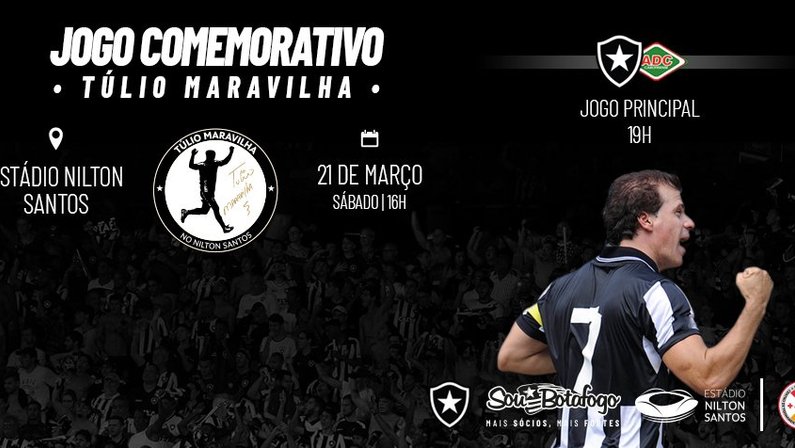 Botafogo vai realizar preliminar com Túlio Maravilha no dia 21 para retribuir meta alcançada pela torcida