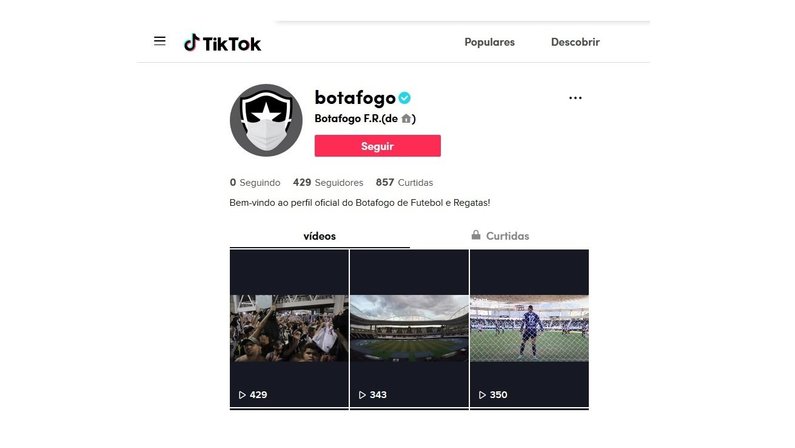 Botafogo anuncia conta oficial no TikTok