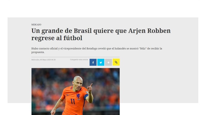 Imprensa do Brasil e do exterior: Robben deixa visível a diferença de tratamento dado ao Botafogo