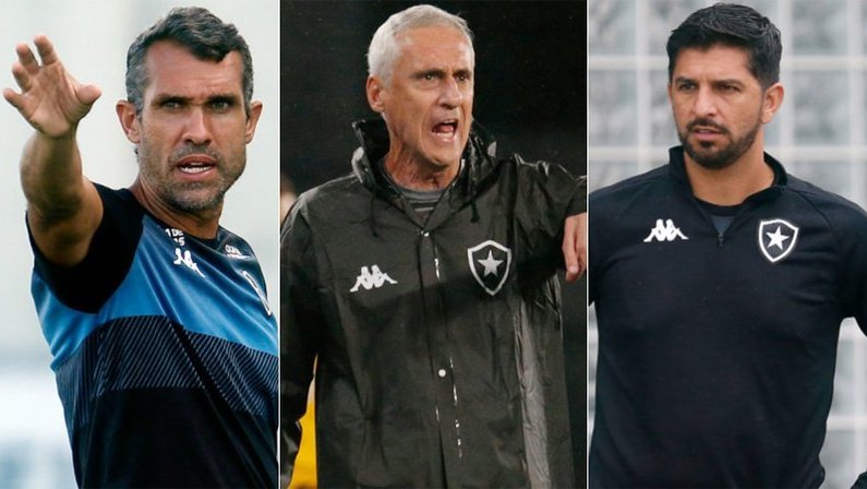 Bruno Lazaroni, Flavio Tenius e Emiliano Díaz, auxiliares do Botafogo em 2020