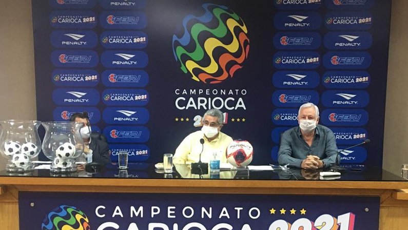 Rubens Lopes na sede da Ferj na apresentação do Campeonato Carioca de 2021