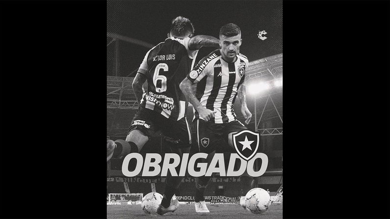 Mensagem de Victor Luis despedindo-se do Botafogo