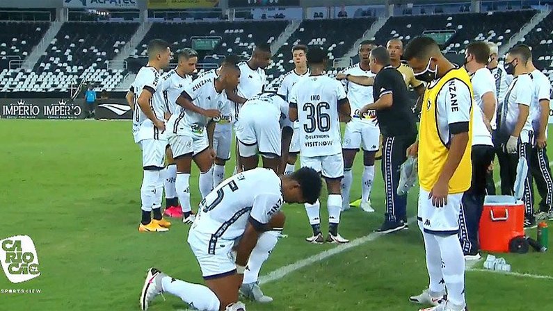 Marcelo Chamusca e jogadores em Botafogo x Boavista | Campeonato Carioca 2021