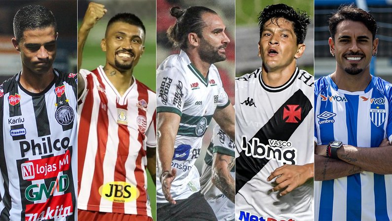 Ricardo Bueno, Kieza, Léo Gamalho, Cano e Júnior Dutra, centroavantes experientes da Série B que será disputada pelo Botafogo