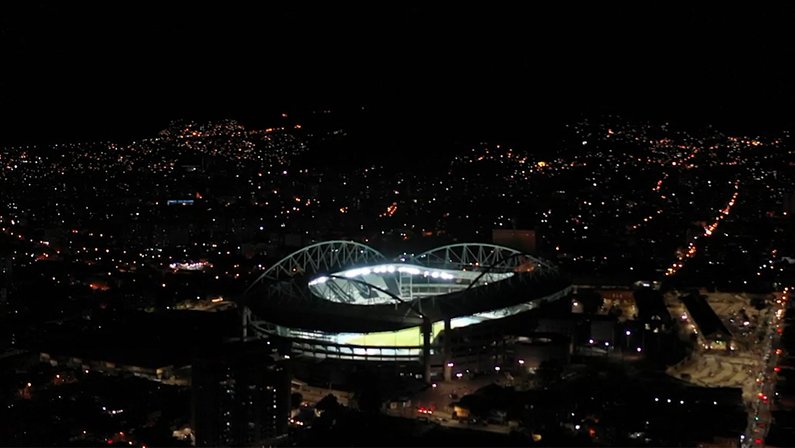 Estádio Nilton Santos - Engenhão - Niltão - Imagem aérea noturna