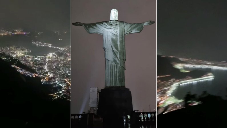 Cristo Redentor iluminado em homenagem ao Botafogo pelo título da Série B do Brasileirão-2021
