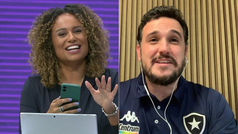 Karine Alves e companheiros de SporTV se despedem de Raphael Rezende, novo head scout do Botafogo, ao vivo: ‘Era o sonho dele’