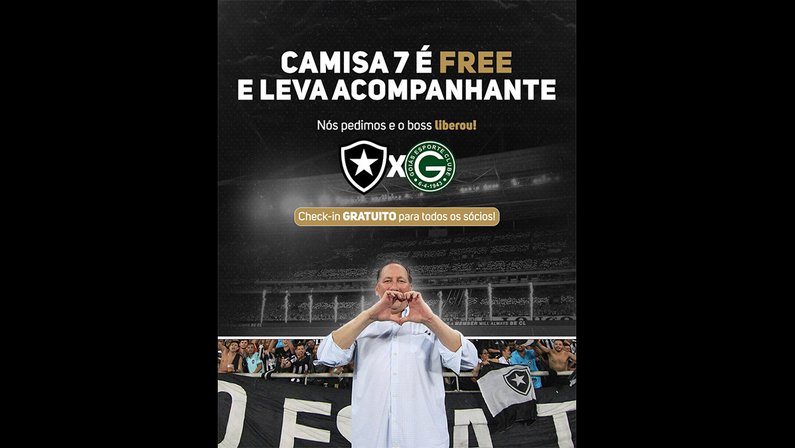 Sócios-torcedores Camisa 7 terão direito a acesso grátis para Botafogo x Goiás e ainda poderão levar acompanhante