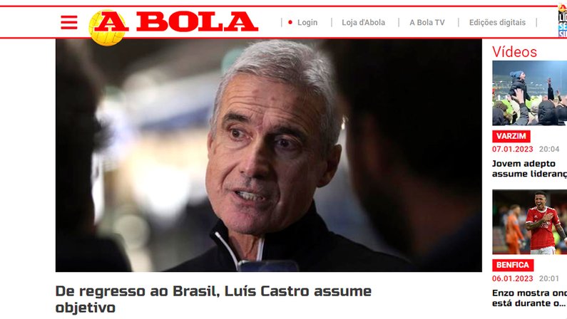 Luís Castro embarca para o Brasil após férias da temporada 2022