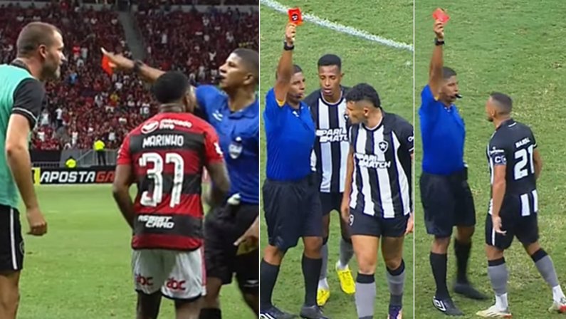 Joel Carli, Tiquinho Soares e Marçal levam cartão vermelho em Botafogo x Flamengo | Campeonato Carioca 2023