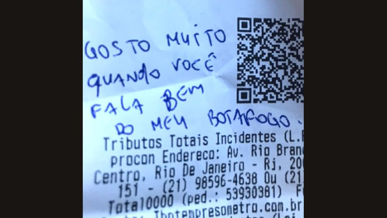 Recado de entregador torcedor do Botafogo para André Rizek