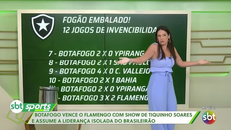 Fernanda Maia comenta vitória do Botafogo sobre o Flamengo no programa SBT Sports Rio (1/5/2023)