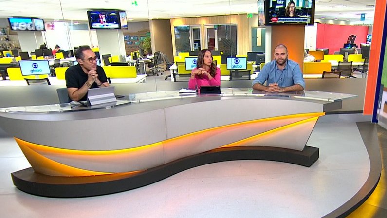 Marcelo Barreto, Renata Mendonça e Rodrigo Coutinho no Redação SporTV
